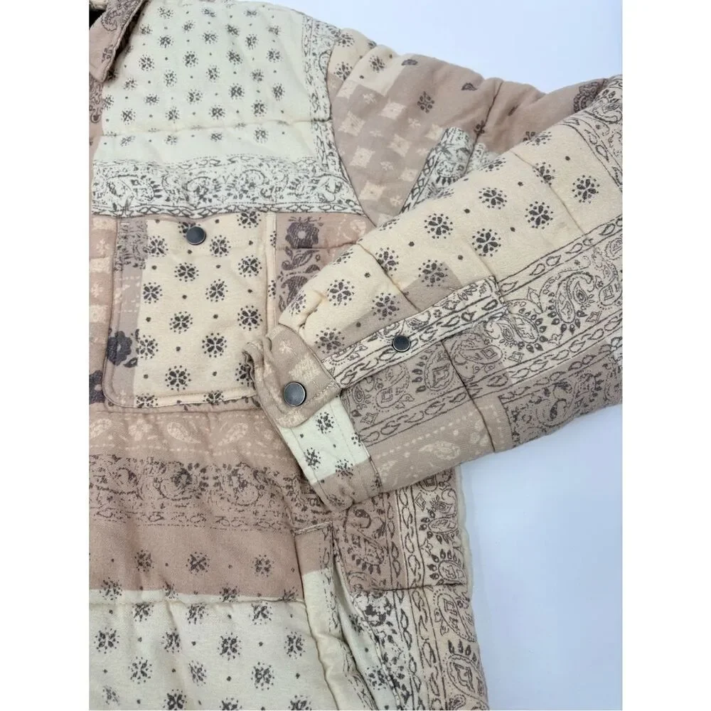 Urban outfitters | ecru bandana Quilted Patchwork Shirt Jacket - Beige